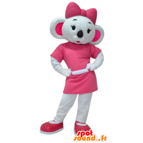 Koala maskot hvit og rosa, veldig feminin - MASFR032085 - koala Maskoter