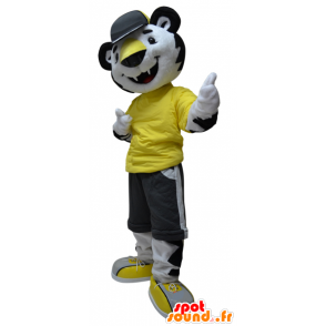 Tiger mascot, black and white cheetah - MASFR032086 - Tiger mascots