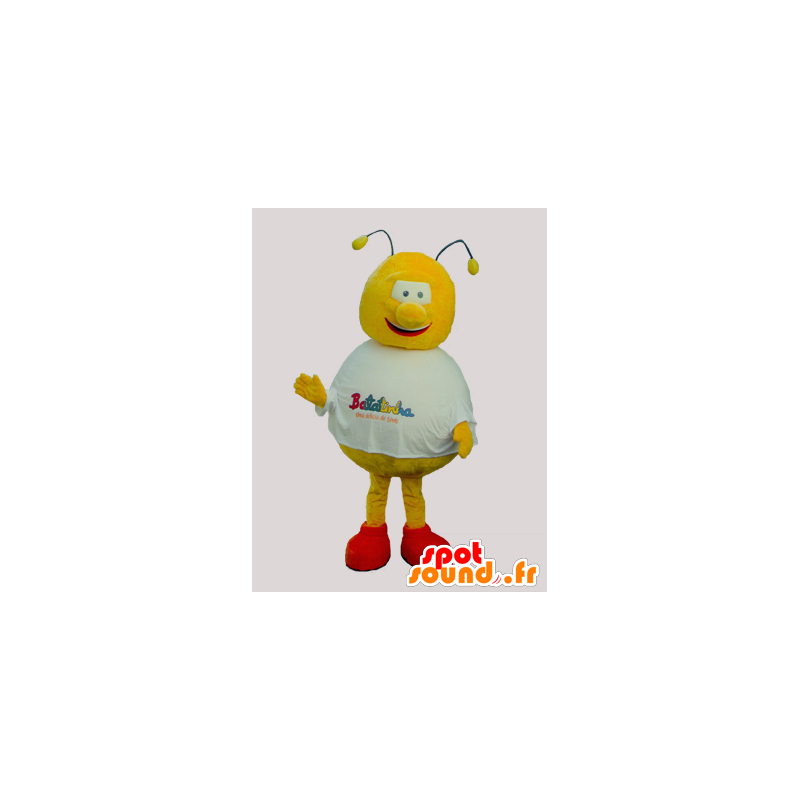 Mascot bee geel en rood, rond en grappige - MASFR032090 - Bee Mascot