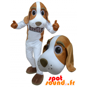 Mascotte bianco e cane marrone, gigante - MASFR032095 - Mascotte cane