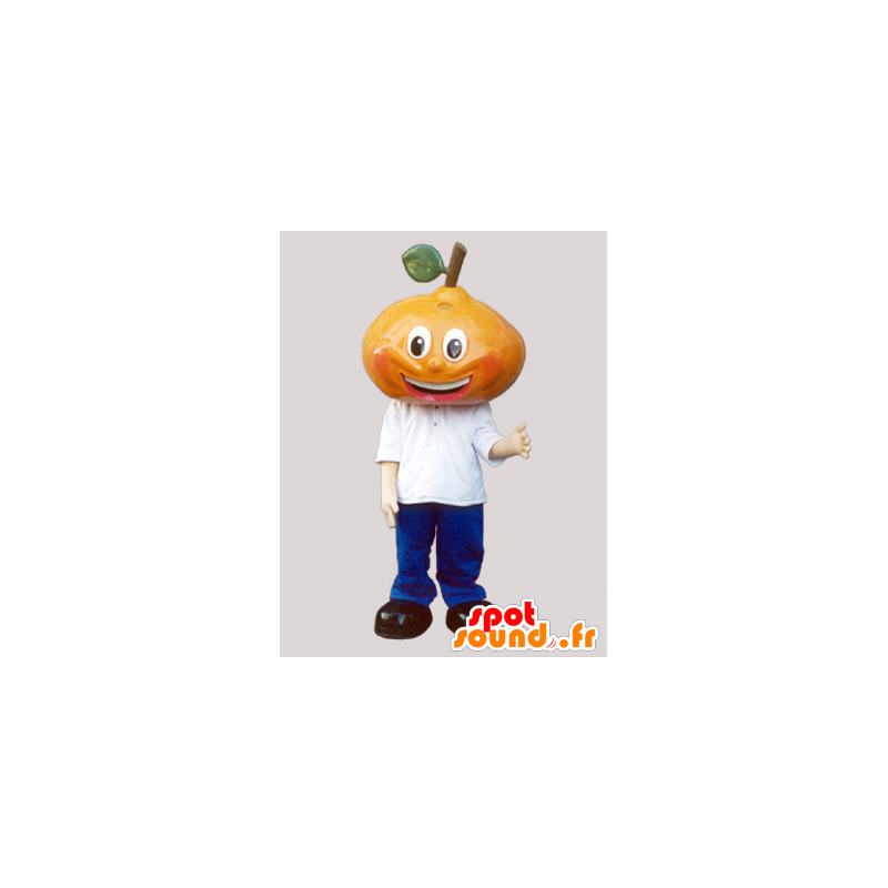 Mascot reus peer, gekleed in blauw en wit - MASFR032097 - fruit Mascot