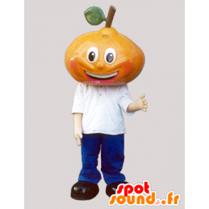 Mascot giant pear, dressed in blue and white - MASFR032097 - Fruit mascot
