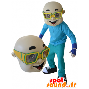 Hombre calvo con gafas de color amarillo de la mascota - MASFR032102 - Mascotas humanas