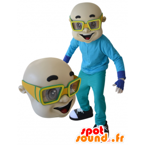 Hombre calvo con gafas de color amarillo de la mascota - MASFR032102 - Mascotas humanas