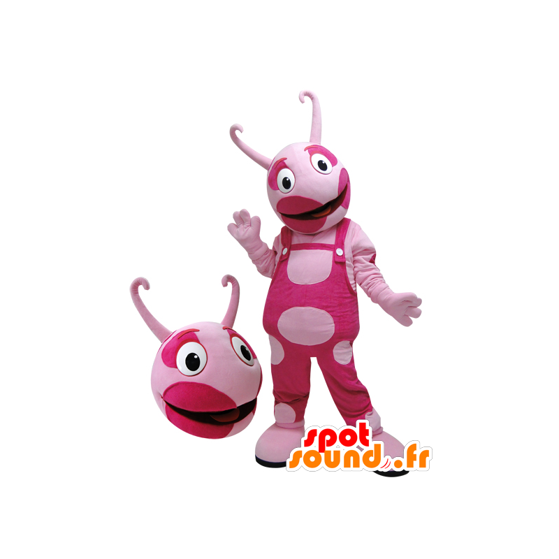 Pink creature mascot, bicolor. pink mascot - MASFR032104 - Monsters mascots