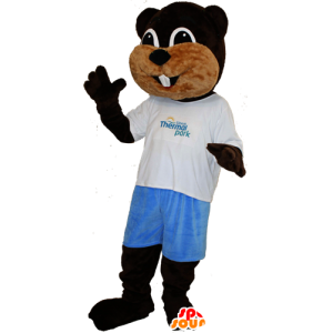 Mascot bruin en beige bever, lief en schattig - MASFR032107 - Beaver Mascot