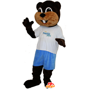 Maskotka brązowy i beżowy bóbr, słodkie i słodkie - MASFR032107 - Beaver Mascot