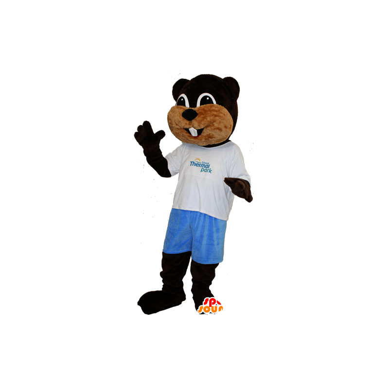 Mascot marrom e bege castor, doce e bonito - MASFR032107 - Beaver Mascot