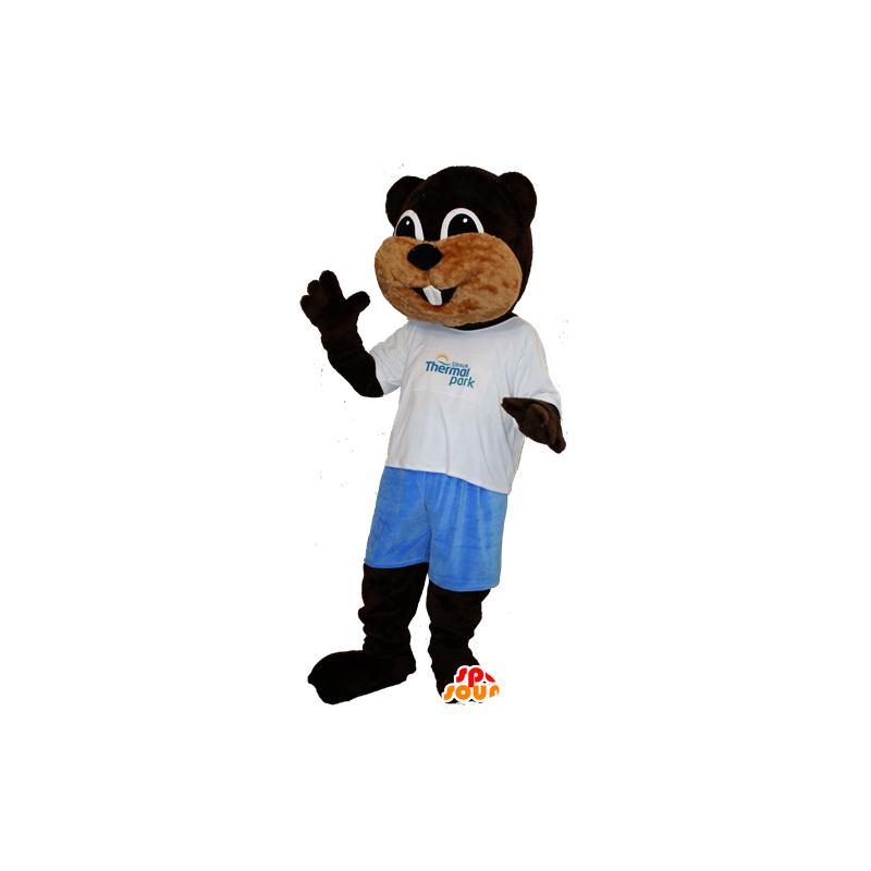 Maskotka brązowy i beżowy bóbr, słodkie i słodkie - MASFR032107 - Beaver Mascot