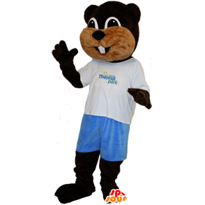 Mascot brunt og beige bever, søt og søt - MASFR032107 - Beaver Mascot