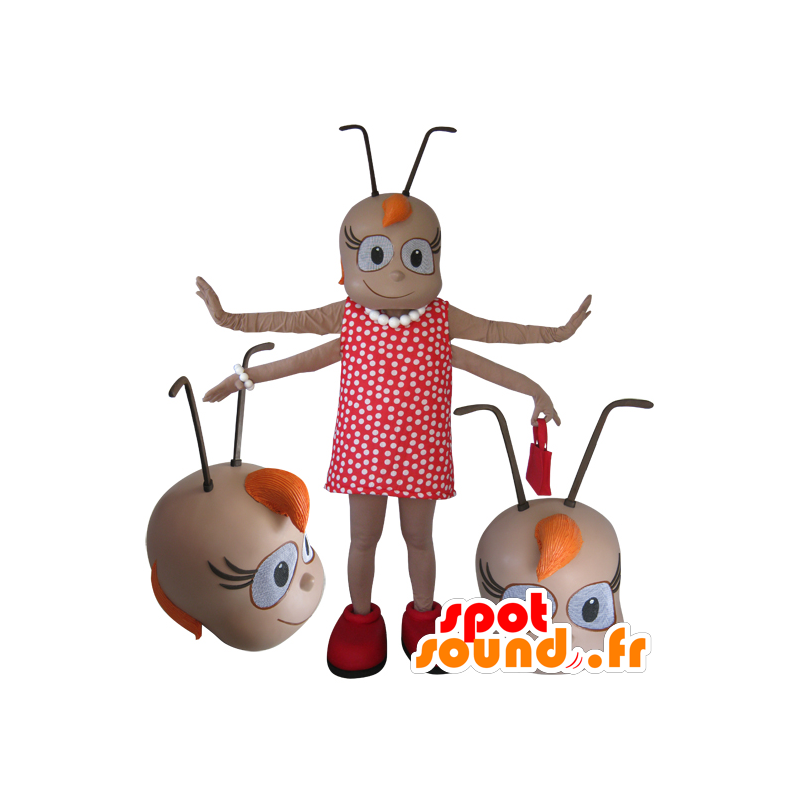 Vrouwtjesinsekt mascot 4-arm met antennes - MASFR032110 - mascottes Insect