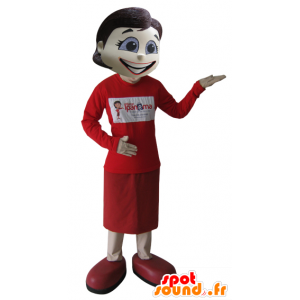 Brunette Mascot, hyvin elegantti, pukeutunut punaiseen - MASFR032111 - Mascottes Femme