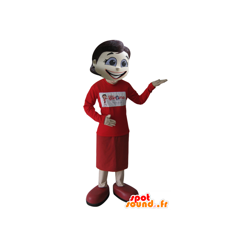 Morena Mascot, muito elegante, vestido de vermelho - MASFR032111 - Mascotes femininos
