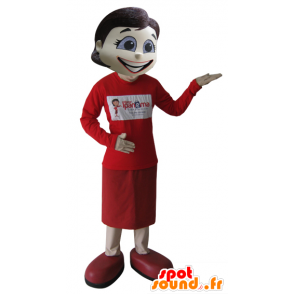 Morena Mascot, muito elegante, vestido de vermelho - MASFR032111 - Mascotes femininos