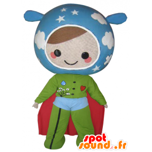 Mascote boneca nas cores da Terra. super-herói - MASFR032112 - super-herói mascote