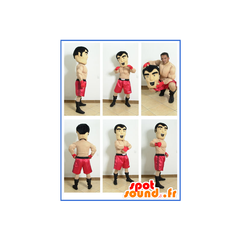 Mascotte boxer a torso nudo con pantaloncini rossi - MASFR032113 - Umani mascotte