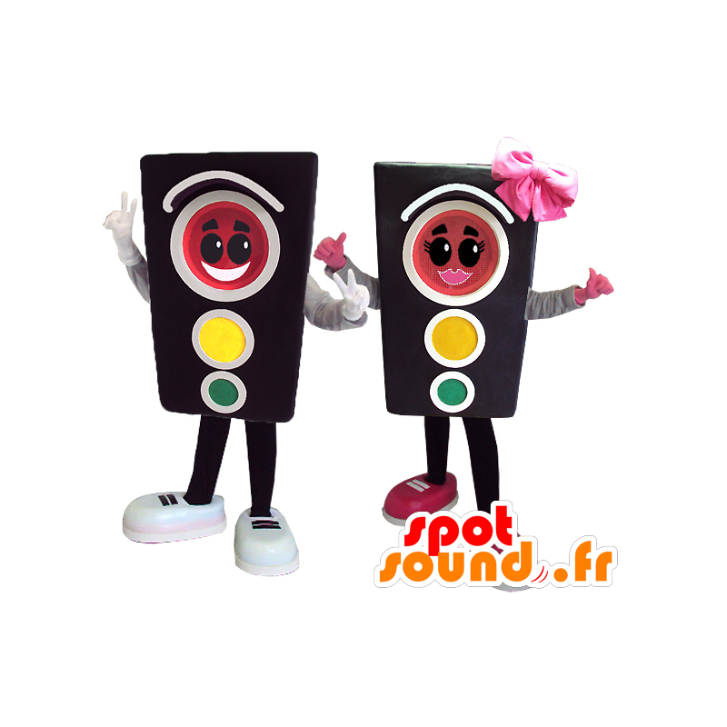 2 mascotte di semafori, una ragazza e un ragazzo - MASFR032116 - Ragazze e ragazzi di mascotte