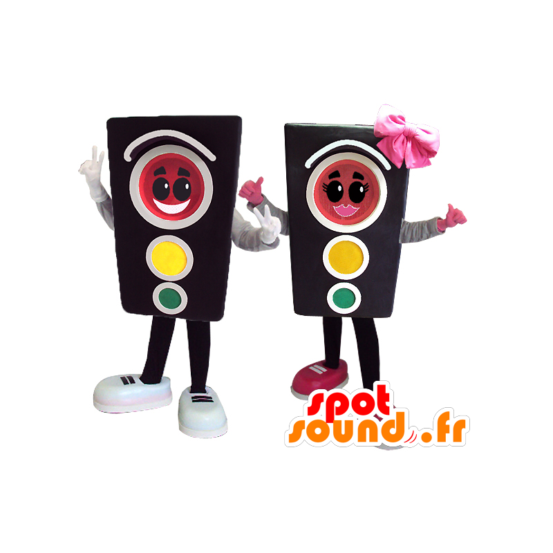 2 trafiklys maskotter, en pige og en dreng - Spotsound maskot