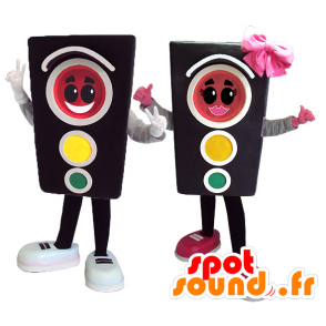 2 mascots of traffic lights, a girl and a boy - MASFR032116 - Mascots boys and girls