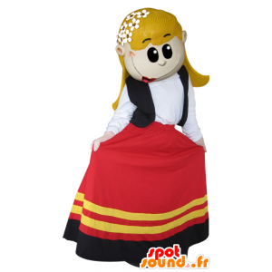 Bionda mascotte ragazza vestita in un bel vestito colorato - MASFR032118 - Ragazze e ragazzi di mascotte