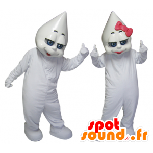 2 mascotes companheiros brancos, uma menina e um menino - MASFR032121 - Mascotes homem
