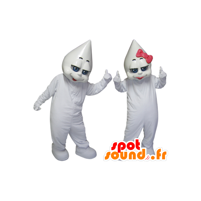 2 mascots white fellows, a girl and a boy - MASFR032121 - Human mascots