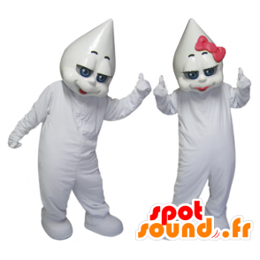 2 maskotter med hvide figurer, en pige og en dreng - Spotsound