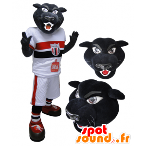 Black tiger mascot, sports outfit panther - MASFR032122 - Sports mascot