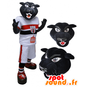 Sort tiger maskot, panter i sportstøj - Spotsound maskot kostume