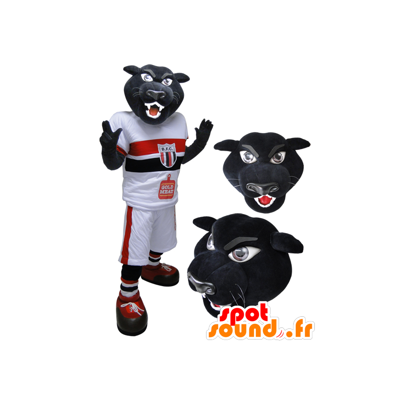 Mascot musta tiikeri, pantteri urheiluvaatteet - MASFR032122 - urheilu maskotti