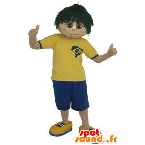 Pojkemaskot med en grön peruk - Spotsound maskot