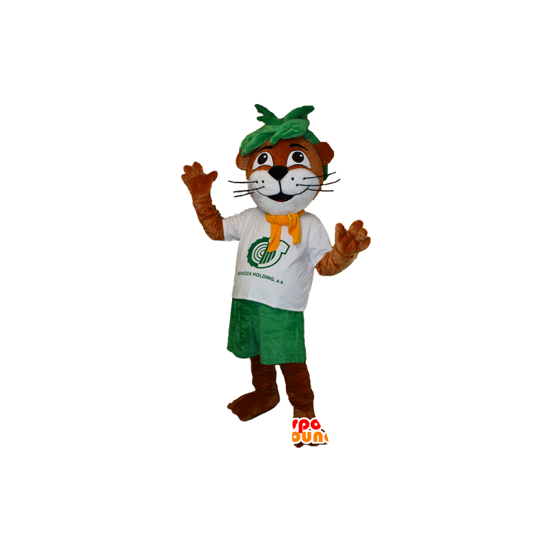 Mascot lontra, castanho e branco castor - MASFR032126 - Beaver Mascot