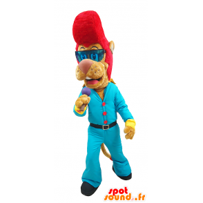 Leone mascotte del rocker con i capelli rossi - MASFR032129 - Mascotte Leone