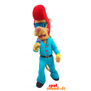 Leeuw mascotte van rocker met rood haar - MASFR032129 - Lion Mascottes