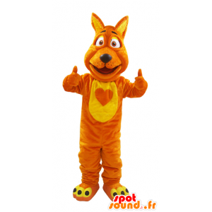 Mascotte de loup, de renard orange et jaune, doux et poilu - MASFR032130 - Mascottes Loup
