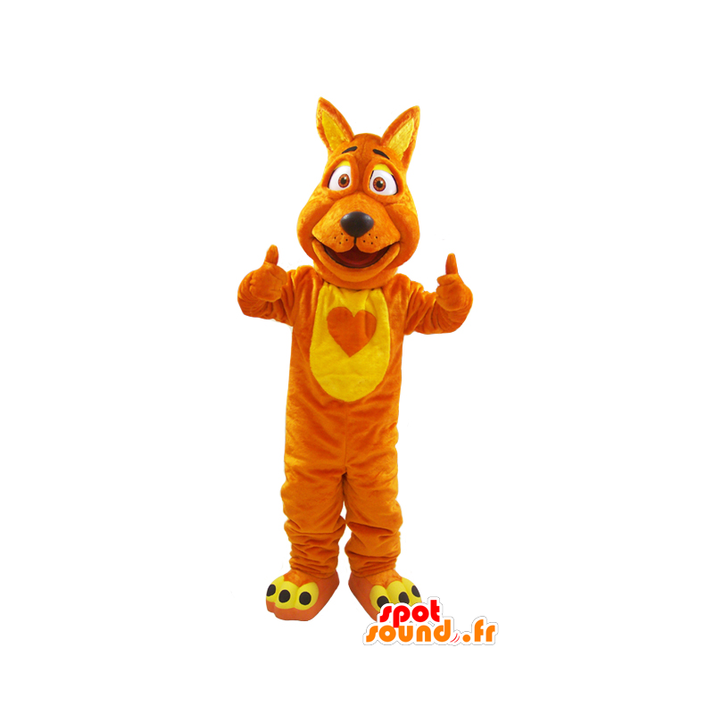 Mascotte de loup, de renard orange et jaune, doux et poilu - MASFR032130 - Mascottes Loup