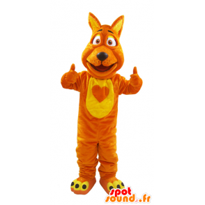 Lupo mascotte, arancio e giallo volpe, morbido e peloso - MASFR032130 - Mascotte lupo