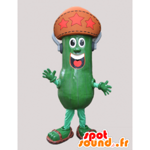 Komkommer mascotte, reuze augurk met een hoed - MASFR032132 - Vegetable Mascot