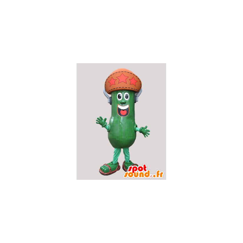 Cetriolo mascotte, salamoia gigante con un cappello - MASFR032132 - Mascotte di verdure