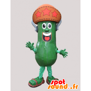 Cucumber mascot, giant pickle with a hat - MASFR032132 - Mascot of vegetables