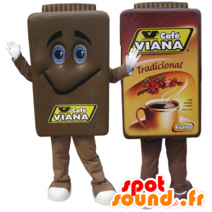 Bruine koffiepot mascotte. Café Viana - MASFR032134 - mascottes objecten