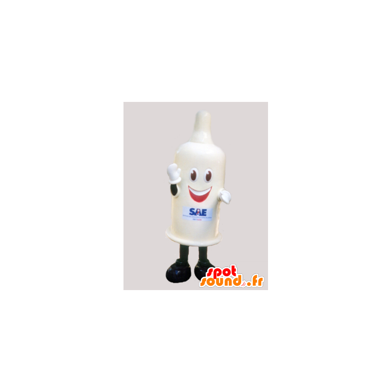Condom mascot, white condom giant - MASFR032135 - Mascots of objects