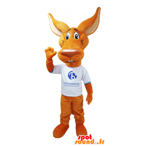 Mascot coyote, wolf orange with big ears - MASFR032137 - Mascots Wolf