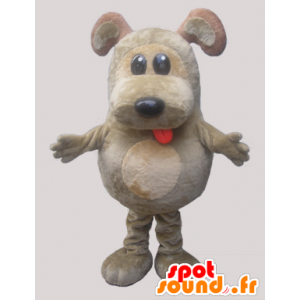 Mascotte de chien gris et beige. Mascotte dodue - MASFR032138 - Mascottes de chien