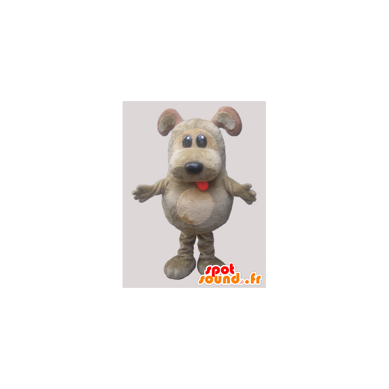 Grau und beige Hund Maskottchen. plump Maskottchen - MASFR032138 - Hund-Maskottchen