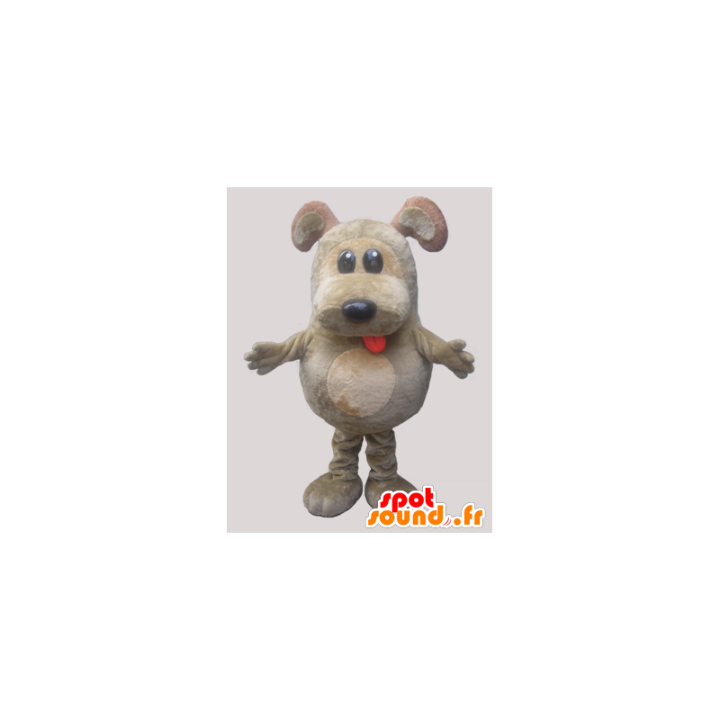 Mascotte de chien gris et beige. Mascotte dodue - MASFR032138 - Mascottes de chien