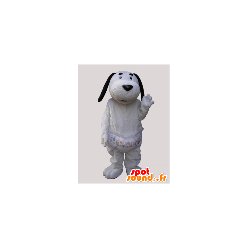 White dog with black ears mascot - MASFR032139 - Dog mascots