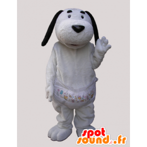Weißer Hund mit schwarzen Ohren Maskottchen - MASFR032139 - Hund-Maskottchen