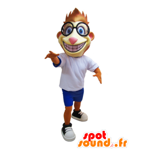 Oranje en geel tijger mascotte met een bril - MASFR032140 - Tiger Mascottes