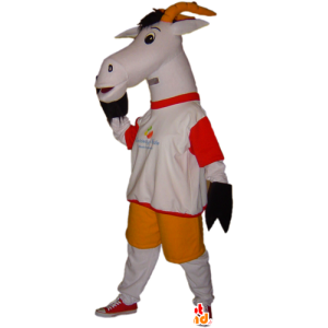 Goat mascot, gray and white goat. Mascot biquette - MASFR032141 - Goats and goat mascots